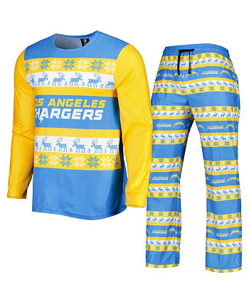 Мужской пудрово-синий пижамный комплект Los Angeles Chargers Team Ugly FOCO