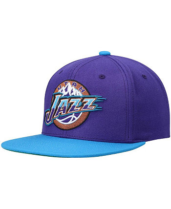 Мужская двухцветная кепка Snapback 2.0 фиолетового и бирюзового цвета Utah Jazz Hardwood Classics Team Mitchell & Ness