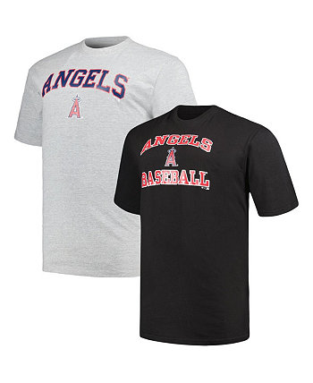 Набор мужских футболок черного и серо-хизерового цвета Los Angeles Angels Big and Tall Profile