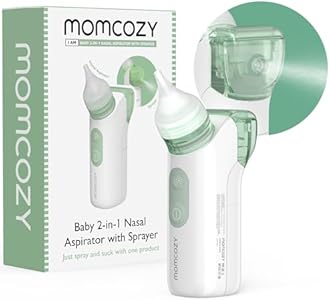 Momcozy 2-in-1 Baby Nasal Aspirator with Nasal Spray, Electric Nasal Aspirator for Baby, Battery Powered Nose Aspirator for Newborn and Toddler, 2 Tips Replacements, BN005 Momcozy