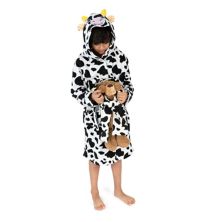 Флисовый халат с капюшоном для девочек и кукол Leveret, корова, 2 года Leveret