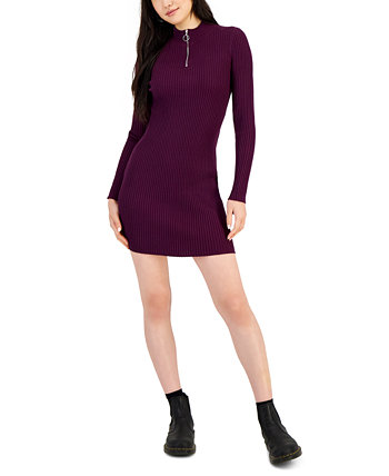 Juniors' Zip-Up Fitted Sweater Dress Hooked Up by IOT
