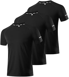 Boyzn 1 or 3 Pack Men's Workout Running Shirts, Dry Fit Moisture Wicking T-Shirts, Sports Gym Athletic Short Sleeve Shirts Boyzn