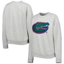 Women's Gameday Couture Heather Gray Florida Gators Chenille Patch Fleece Pullover Sweatshirt Gameday Couture