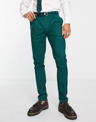 Темно-зеленые костюмные брюки скинни из шерсти премиум-класса Noak Noak