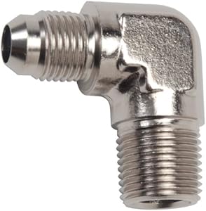 Edelbrock Russell 660801 Endura -4AN 90-Degree Flare to 1/8" Pipe Adapter Fitting Edelbrock