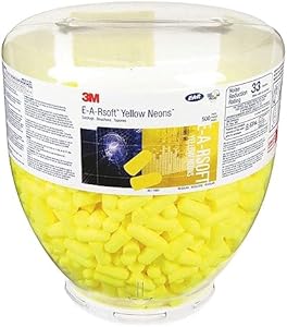 3M E-A-R by 3M 10080529910049 391-1004 Soft Yellow Neon Disposable Uncorded Earplugs Bulk Refill, One Size Fits All (Pack of 500) 3M