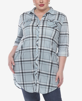 Женская Блузка White Mark Plus Size Plaid Tunic Top White Mark