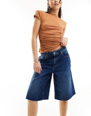 Темные мешковатые длинные джинсовые шорты ASOS DESIGN ASOS DESIGN