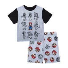 Мальчики 6–12 лет Nintendo &#34;Many Marios&#34; Пижамный комплект из топа с короткими рукавами и шорт Licensed Character