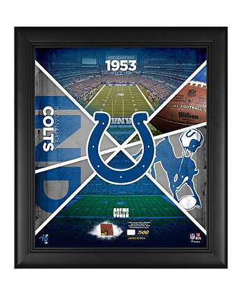 Коллаж Team Impact размером 15 x 17 дюймов в рамке Indianapolis Colts с кусочком игрового футбольного мяча — ограниченная серия из 500 экземпляров Fanatics Authentic