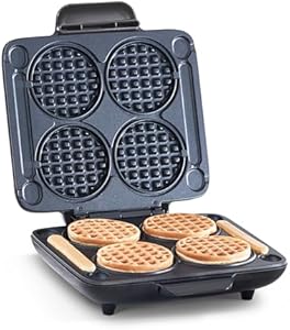 DASH Multi Mini Waffle Maker: Four Mini Waffles, Perfect for Families and Individuals, 4 Inch Dual Non-stick Surfaces with Quick Release & Easy Clean - Aqua Dash