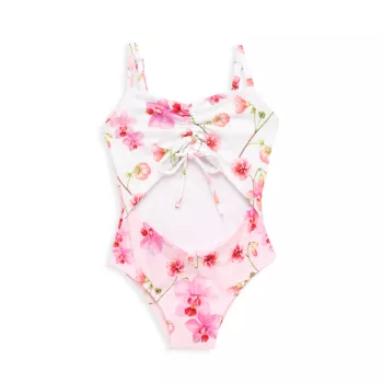 Little Girl's & Girl's Orchid Cutout One-Piece Submarine