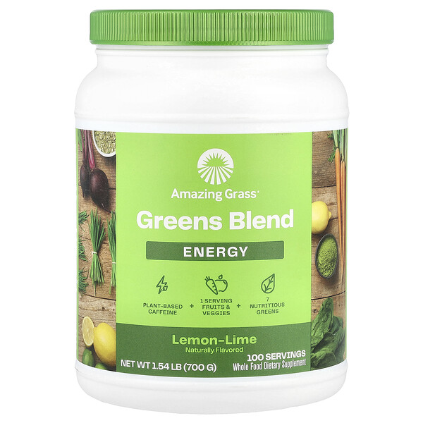 Green Blend, Energy, Lemon-Lime, 1.54 lb (Фунты) (700 g) Amazing Grass