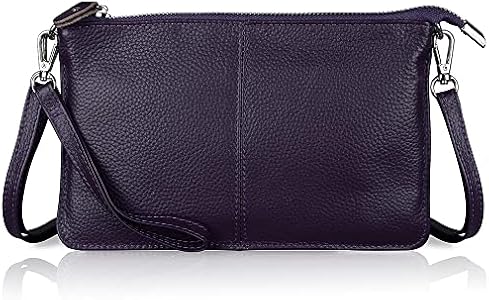 Сумка кросс-боди befen Genuine Leather Wristlet Clutch Wallet Purses Small Crossbody Bags Shoulder Handbag for Women, Silver Zipper Befen