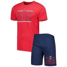 Мужской комплект для сна с темно-синей/красной футболкой и шортами Cleveland Guardians Meter Concepts Sport Unbranded