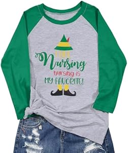 I Like to Smile Smilings My Favorite Shirt Christmas Women Cute Elf Hat Graphic Print Splicing Sleeve Tshirt FLOYU