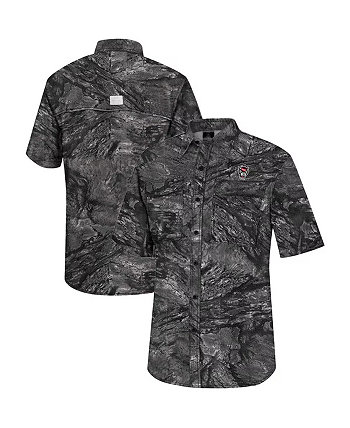 Men's  Charcoal NC State Wolfpack Realtree Aspect Charter Full-Button Fishing Shirt Colosseum