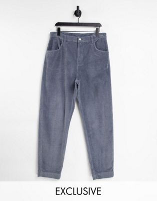Серые вельветовые свободные джинсы унисекс Reclaimed Vintage Inspired The '83 Reclaimed Vintage