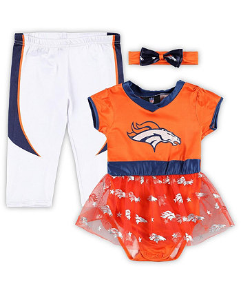 Младенческие мальчики и девочки Оранжевый, белый Denver Broncos Tailgate Tutu Game Day Costume Set Jerry Leigh