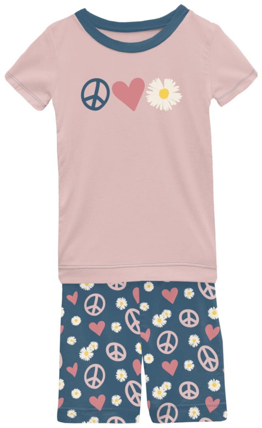Пижамный комплект с короткими рукавами и шортами (для малышей/маленьких детей/больших детей) KicKee Pants