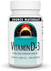 Витамин D-3 1000 МЕ - поддержка костей и иммунитета, 200 капсул Source Naturals