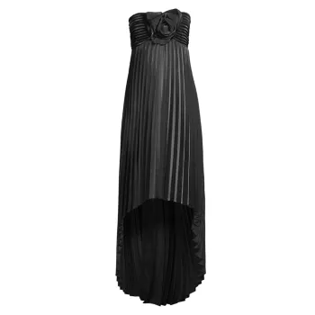 Плиссированное платье миди без бретелек с высоким и низким вырезом ONE33 SOCIAL