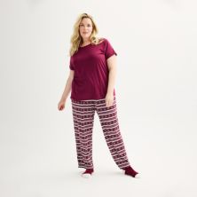 Пижамный комплект больших размеров Croft & Barrow® с короткими рукавами и пижамными штанами Croft & Barrow