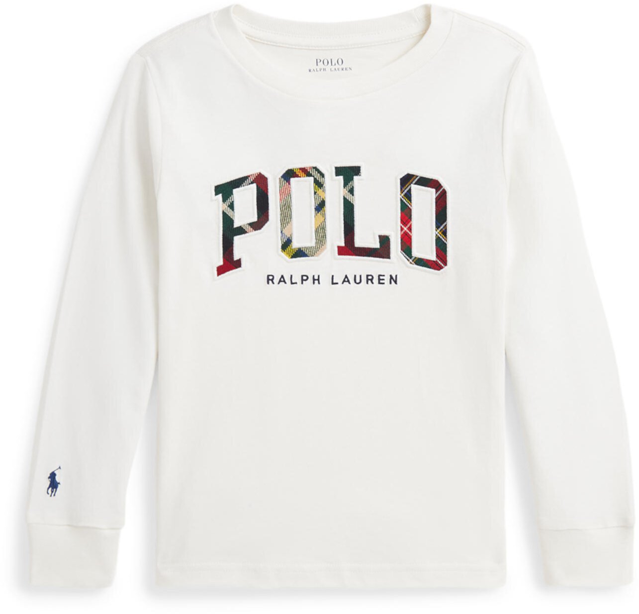 Детская Футболка Polo Ralph Lauren Plaid-Logo Cotton Jersey Long Sleeve Tee Polo Ralph Lauren