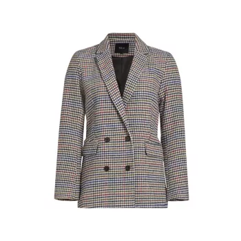 Double-Breasted Houndstooth Blazer Rails