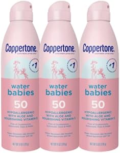 Coppertone Water Babies Sunscreen Lotion Spray SPF 50, Pediatrician Recommended Baby Sunscreen Spray, Water Resistant Sunscreen for Babies, Bulk Sunscreen, 6 Oz, Pack of 3 Coppertone