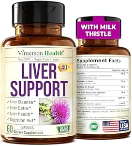 Liver Cleanse Detox & Repair Milk Thistle Supplement. Liver Support with Choline, Artichoke Extract, Chicory & Dandelion Root Supplement. Milk Thistle Liver Detox & Liver Cleanse. 60 Liver Health Caps Vimerson Health