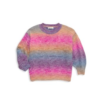 Радужный вязаный свитер с круглым вырезом для девочки Mini Molly