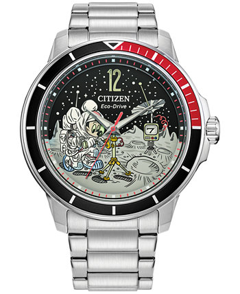 Мужские часы Eco-Drive с Микки Маусом и астронавтом на браслете из нержавеющей стали 42 мм Citizen
