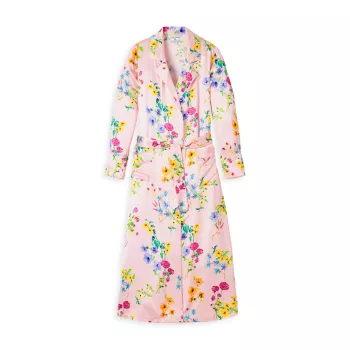 Floral Silk Tie-Waist Robe Petite Plume