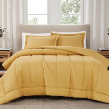 Brooklyn Loom Solid Cotton Percale Mustard Yellow Comforter Set Brooklyn Loom