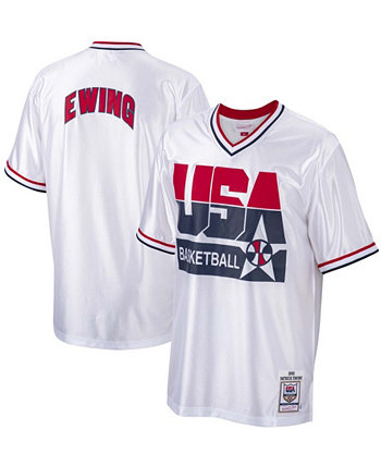 Мужская белая футболка с надписью Patrick Ewing USA Basketball 1992 Dream Team Authentic Shooting Mitchell & Ness