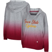 Women's Colosseum Heathered Gray Iowa State Cyclones On Wednesdays Dip-Dye Pullover Hoodie Colosseum