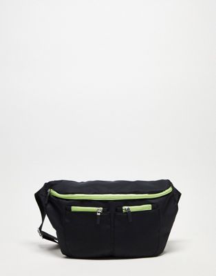 Черно-зеленая поясная сумка с карманами Public Desire Ethan Public Desire