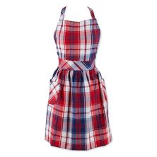 35&#34; Red and Blue Americana Plaid Apron with Pocket Contemporary Home Living
