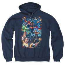 Justice League Of America Under Attack Adult Pull Over Hoodie Licensed Character