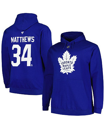 Мужской пуловер с капюшоном Auston Matthews Blue Toronto Maple Leafs Big and Tall с именем и номером Profile