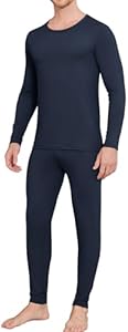 Ekouaer Men Thin Thermal Underwear Set Soft Long Johns Set 2 Pcs Warm Base Layer Top & Bottom for Cold Weather Ekouaer