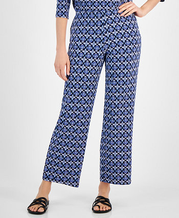 Women's Geo-Printed Wide-Leg Pants, Created for Macy's J&M Collection