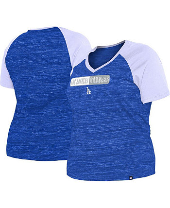 Женская футболка Royal Los Angeles Dodgers Plus размера Space Dye с v-образным вырезом реглан New Era