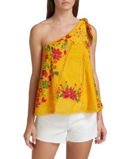 Flower Dream One-Shoulder Embroidered Blouse Farm Rio
