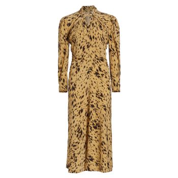 Платье миди с леопардовым принтом и закрученным вырезом LVIR