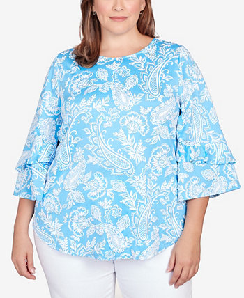 Plus Size Monotone Paisley Puff Print Party Top Ruby Rd.
