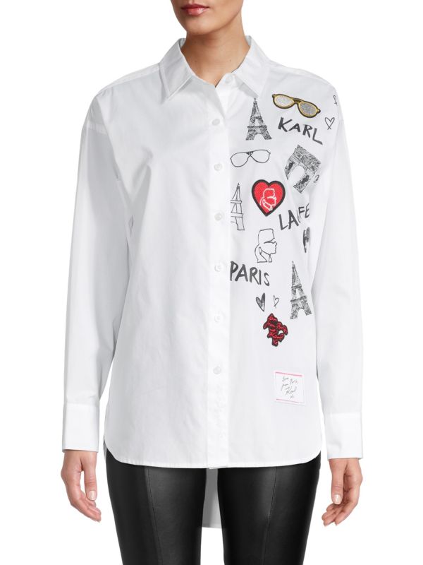 Рубашка с живописным логотипом Karl Lagerfeld Paris