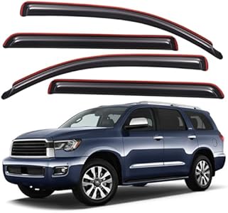 Lightronic WV194069 in-Channel Side Window Deflectors Visors Vent Rain Guards, Dark Smoke, 4-Pieces Set, Fits 2008-2022 Toyota Sequoia Lightronic